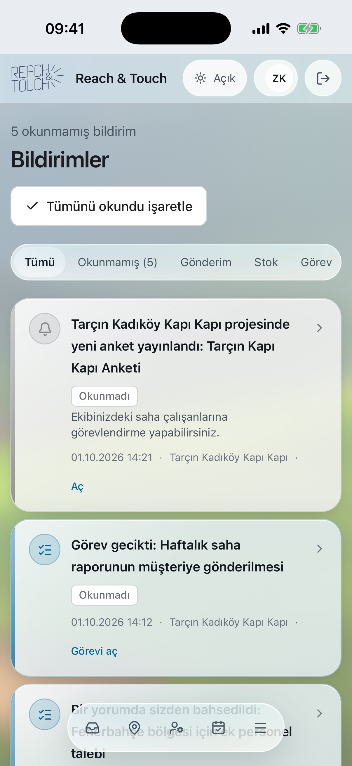 Telefonda bildirimler — D2D