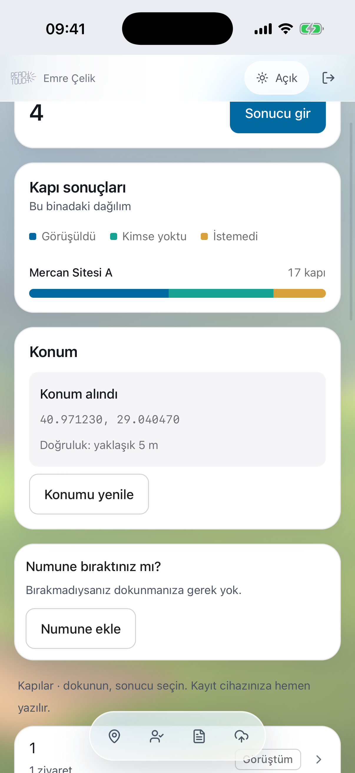 Ziyarette konum bilgisi — D2D