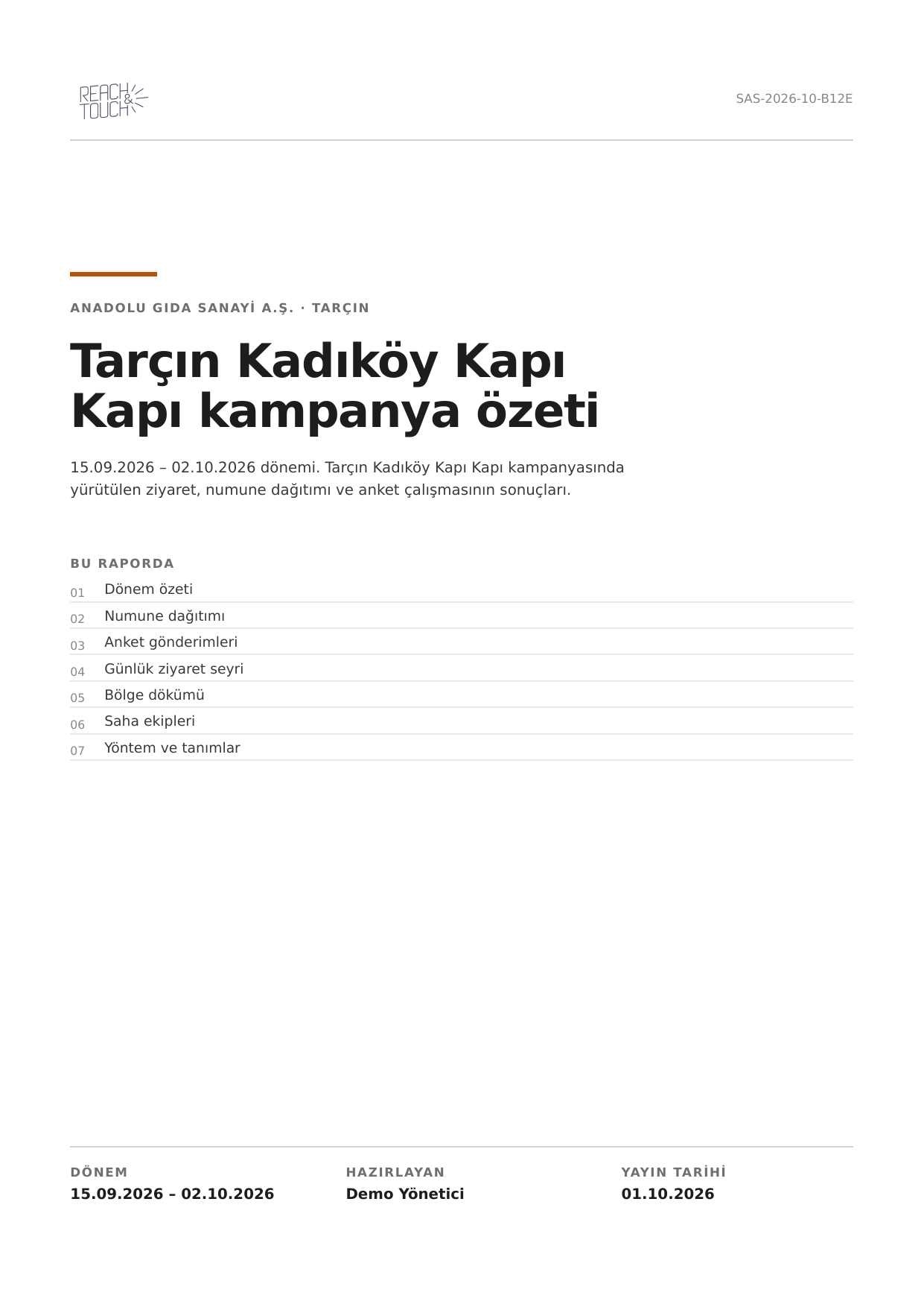 Hazırlanan kampanya PDF’i