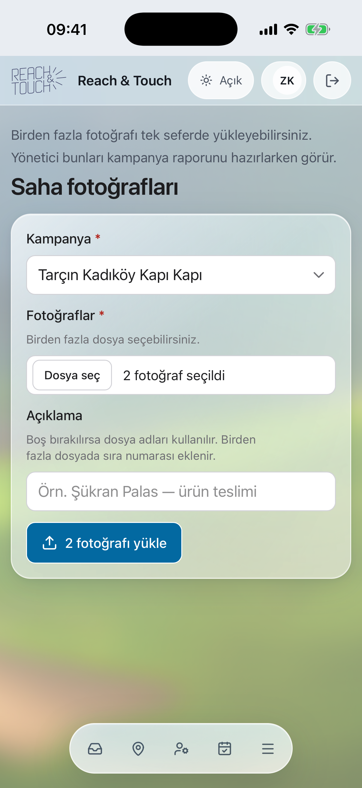 Telefondan saha fotoğrafı ekleme — D2D
