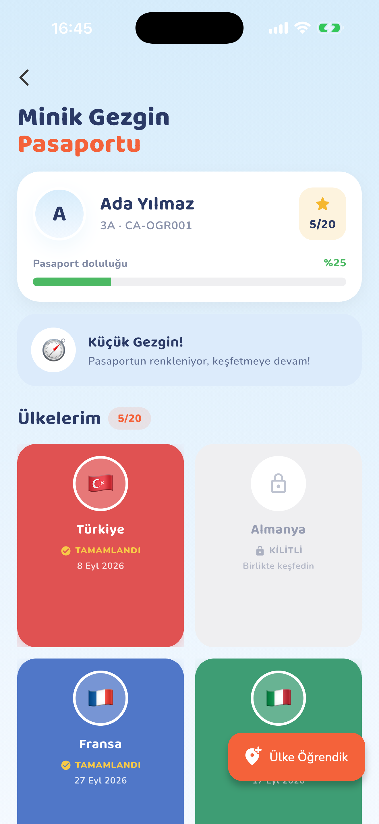 Dünya Pasaportu — Kiduca uygulaması