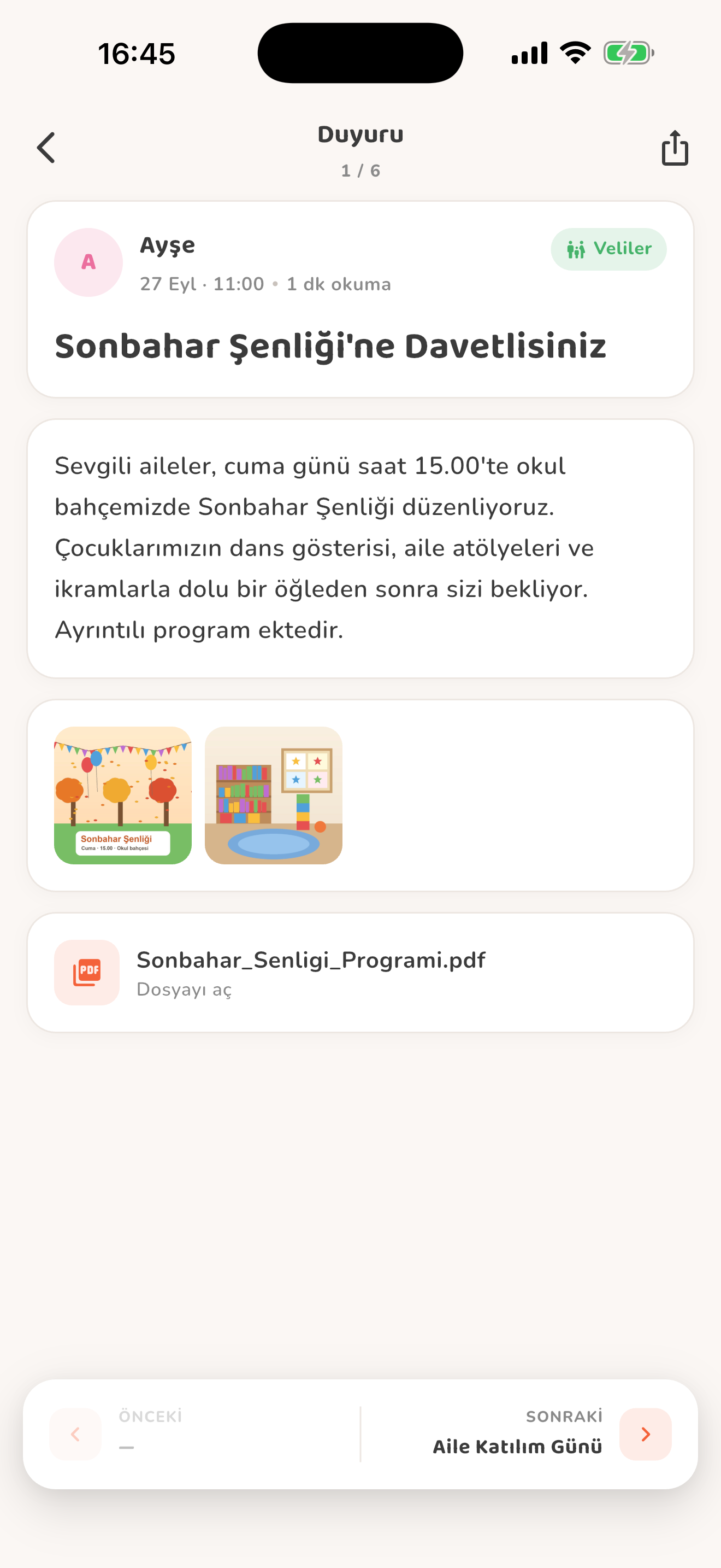 Ekli duyuru — Kiduca uygulaması