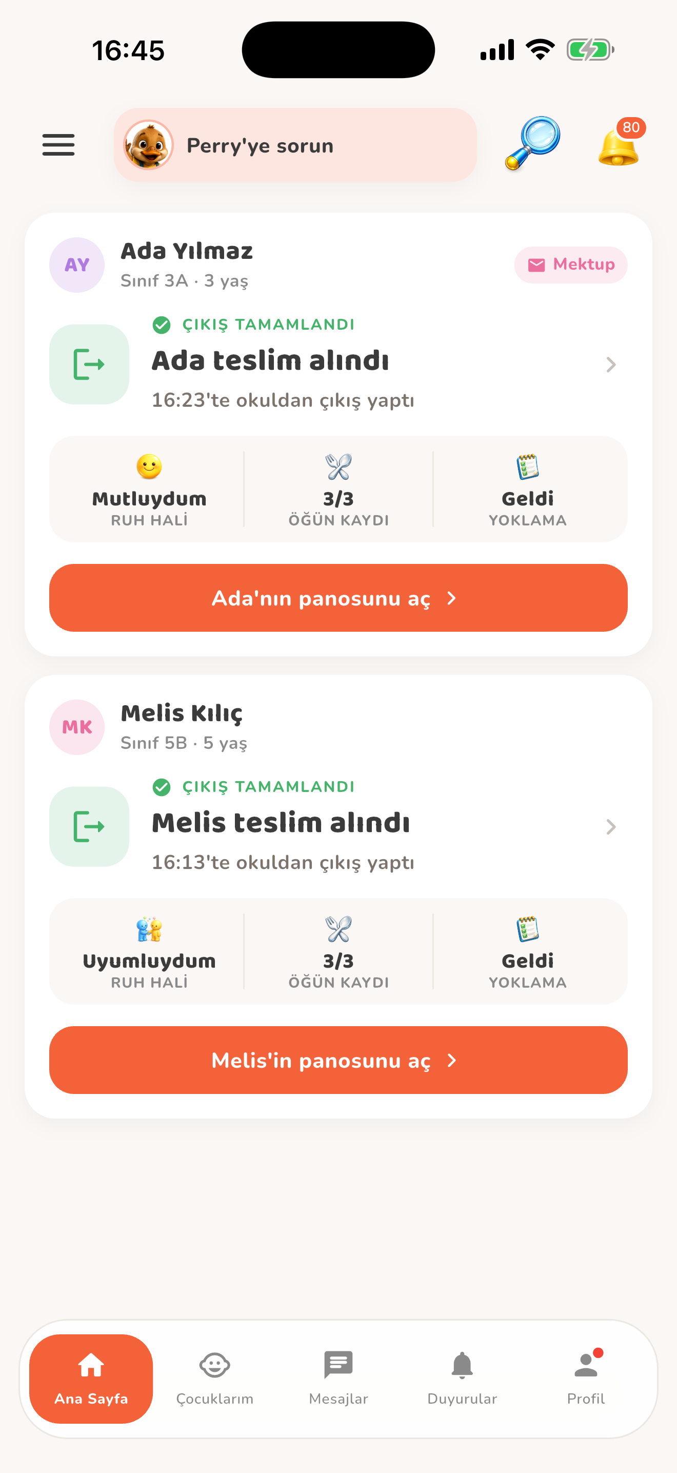 Birden fazla çocuk — Kiduca uygulaması