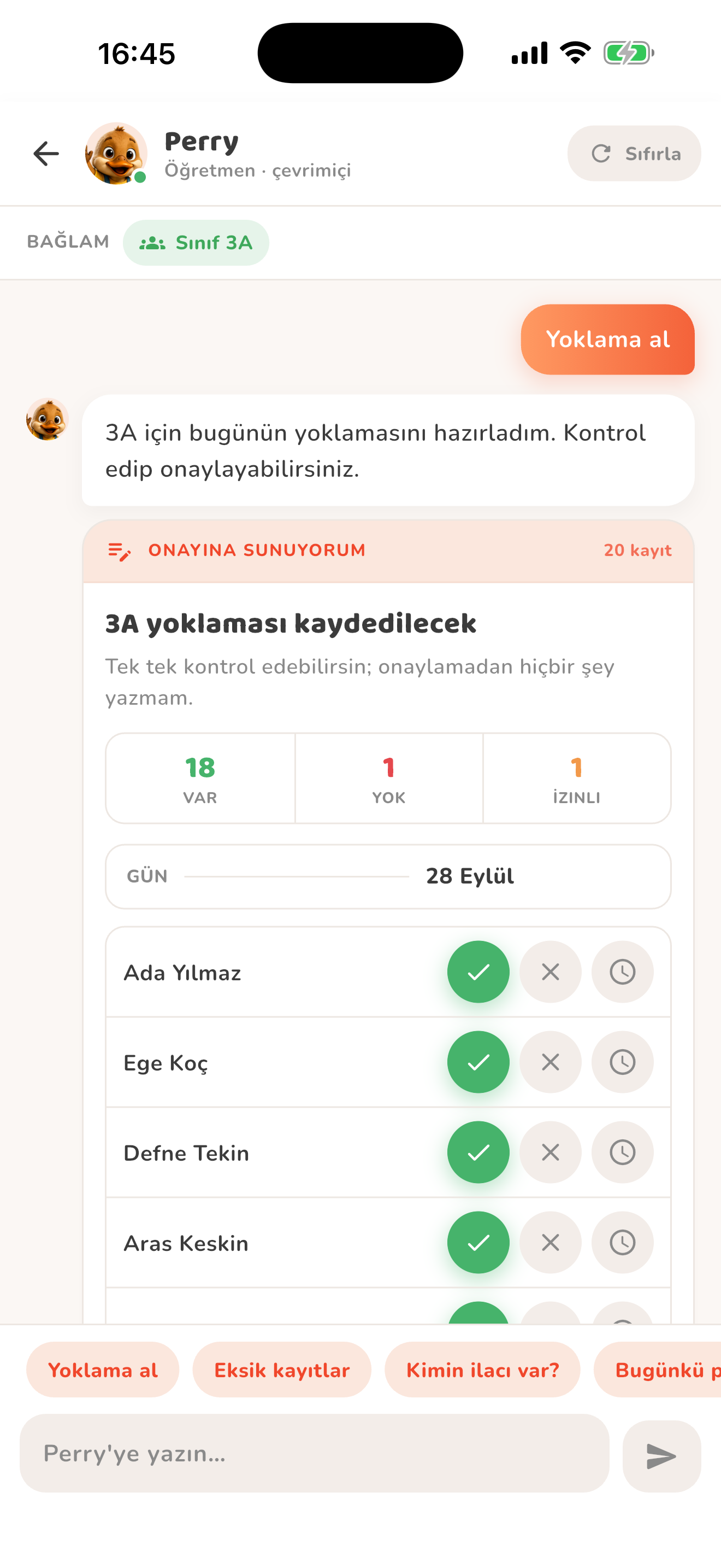 İşlem özeti ve gönderme onayı — Kiduca uygulaması