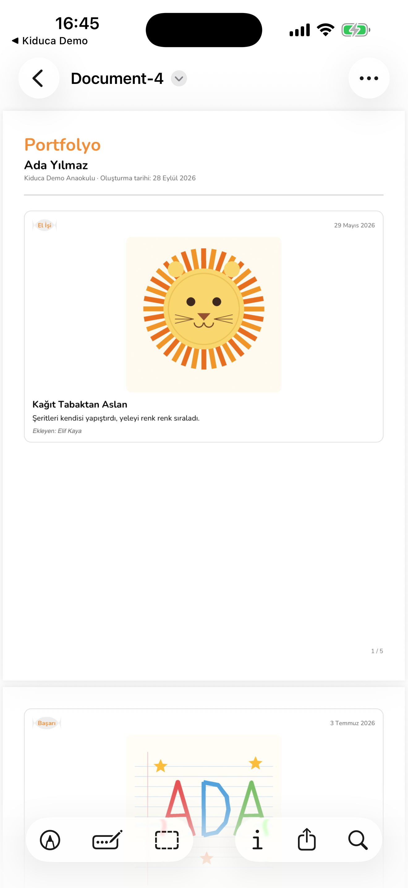 Portfolyo PDF ve fotoğraf albümü — Kiduca uygulaması