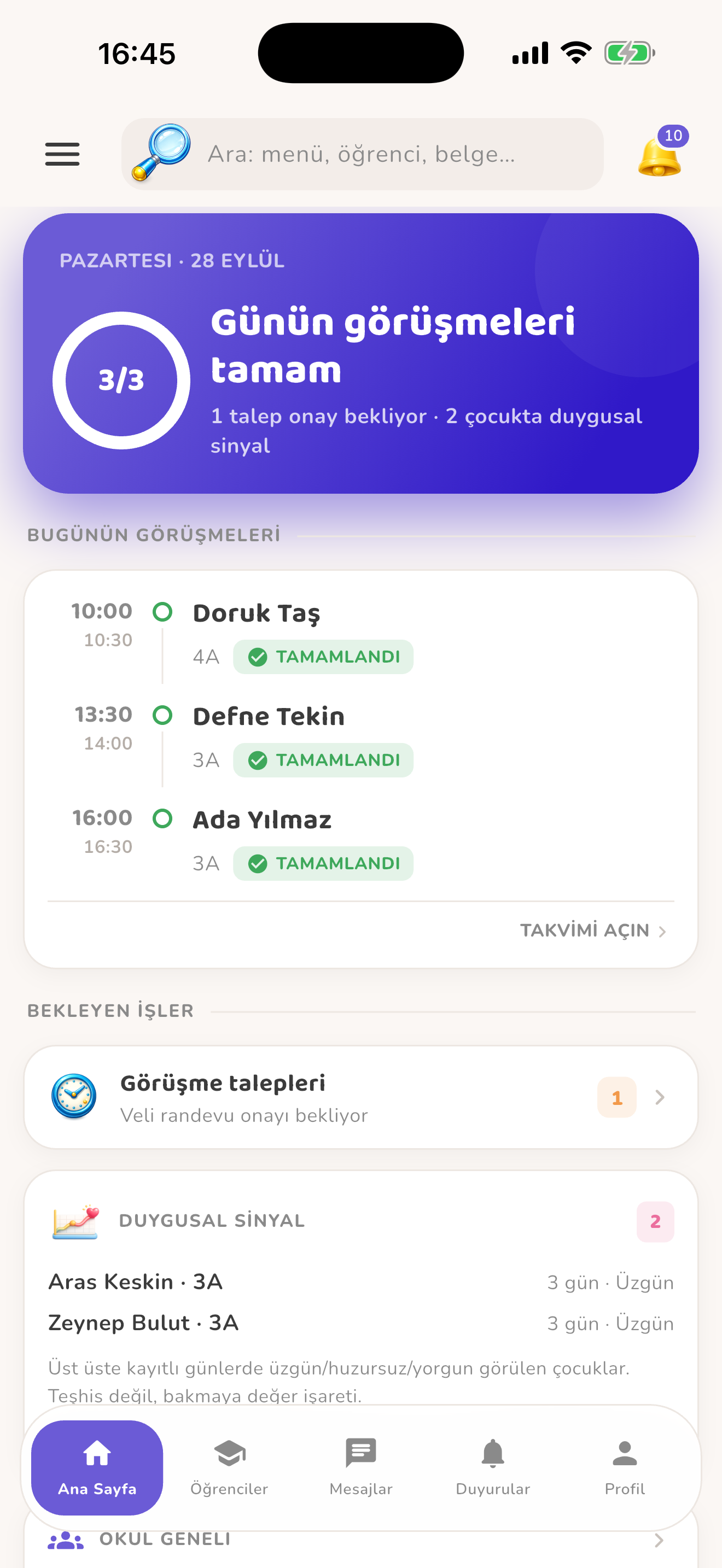 Psikoloğun görüşme planı — Kiduca uygulaması