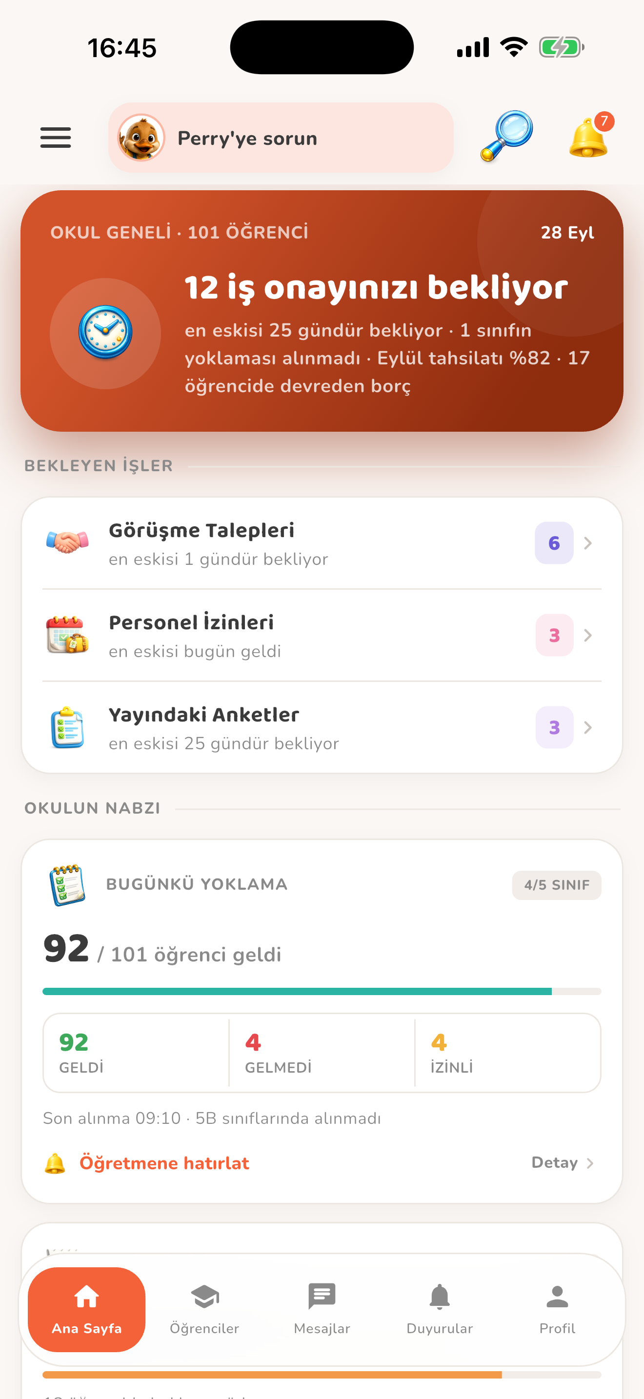 Yöneticinin bekleyen işleri — Kiduca uygulaması